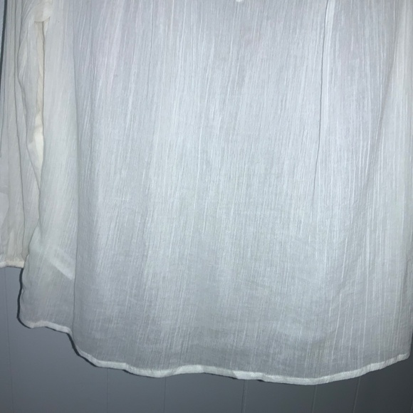 Loft Petites cotton boho eyelet lace yoke top Sz XSP 3/4 sleeves lightweight New - Picture 2 of 6